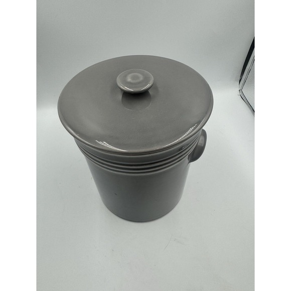 Large Ceramic Storage Canister Jar Gray with Lid Kitchen Countertop Decor - Picture 3 of 13